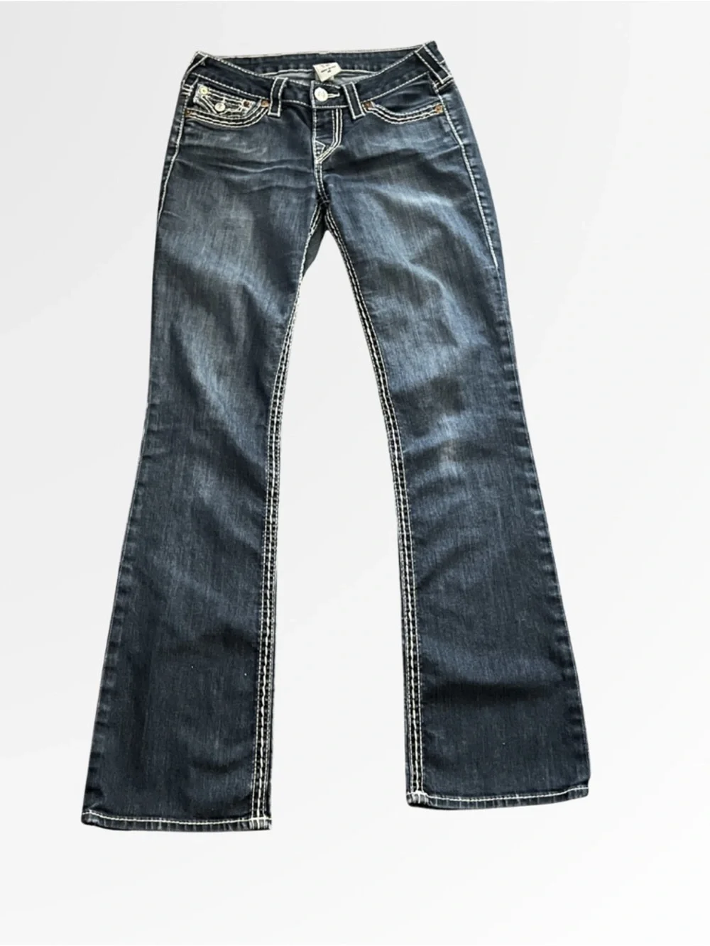 True Religion Bootcut Jeans Women’s Size 28 Dark Wash Contrast Stitch Denim - Picture 1 of 4
